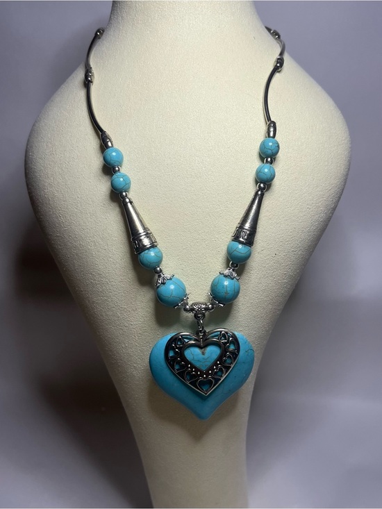 Jewelry - Turquoise Heart Pendant Necklace with sterling  silver